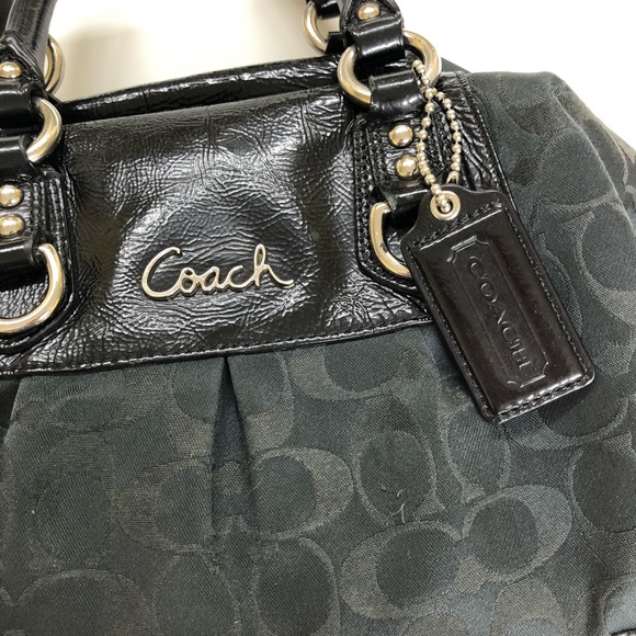 Coach Ashley Signature Satchel Black Canvas Bag - Picture 4 of 13